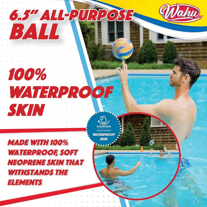 Wahu كرة ماء متعددة الاستخدامات 100% مقاومة للماء للشاطئ وكرة الطائرة وكرة القدم والمزيد، كرة ماء دائرية 6.5" للألعاب الرياضية على الشاطئ والمسبح - Image 5